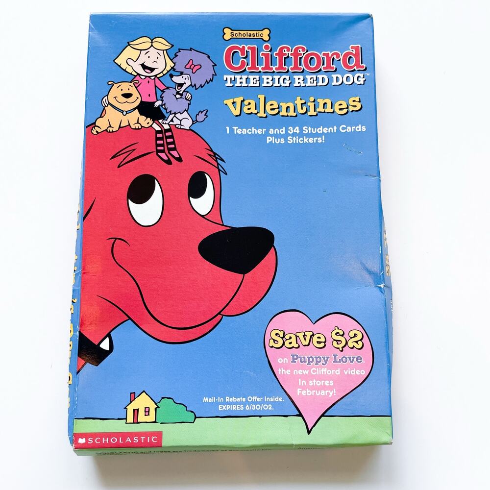 New Vintage Clifford the Big Red Dog Classroom Valentines Scholastic